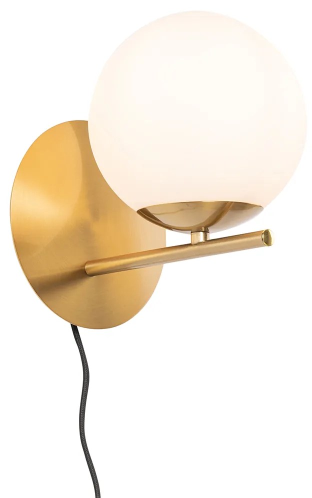 Lampă de perete Art Deco aurie cu sticlă opală - Flore