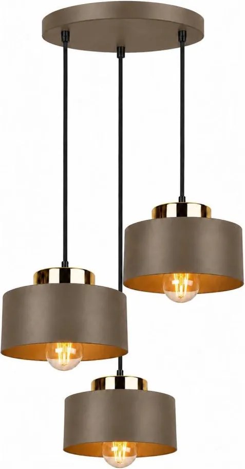 Candelabru suspendat pe cablu IGNIA 3xE27/60W/230V maro/auriu