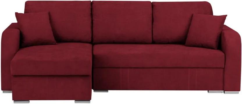 Canapea pe colț, extensibilă, cu 3 locuri și spațiu pentru depozitare Melart Louise, roșu închis