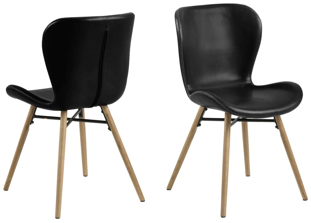 ACTONA BATILDA A1 Piele ecologică negre/picioare stejar natural - SCAUN MODERN PENTRU LIVING/SUFRAGERIE/BUCĂTĂRIE/BIROU