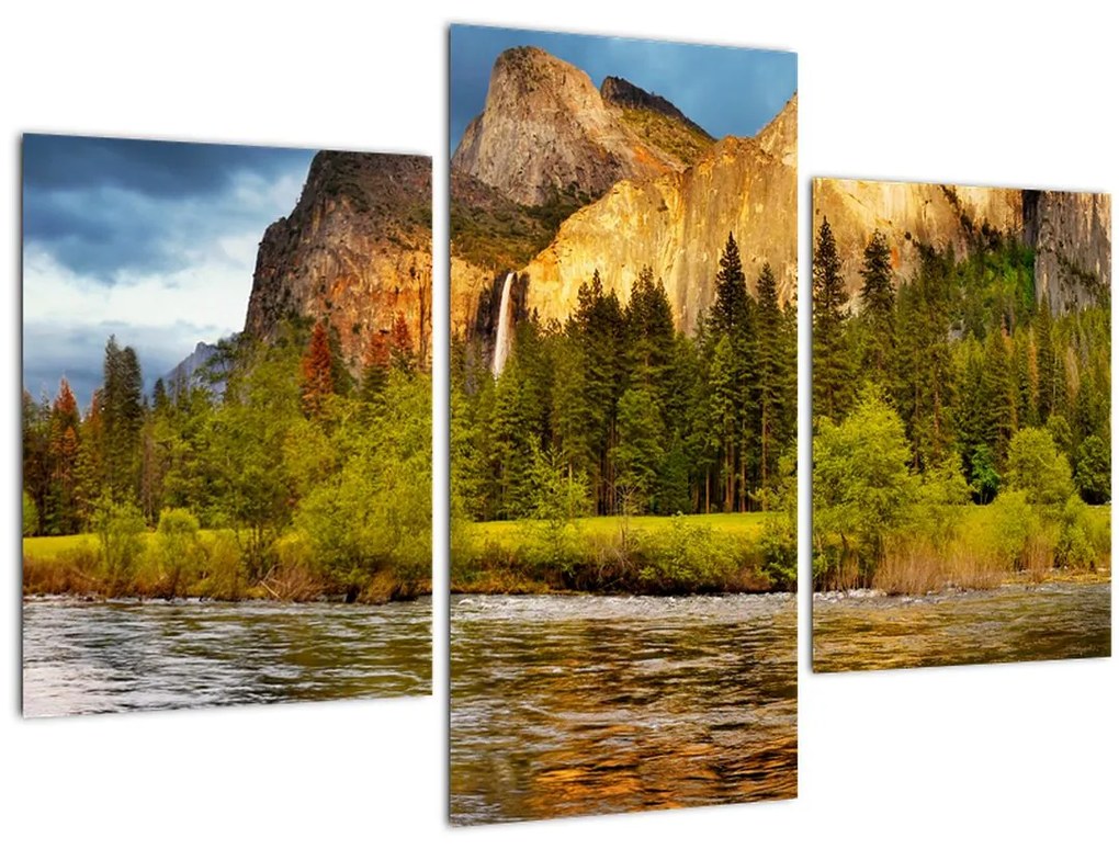 Tablou - Stânci lăngă lac (90x60 cm)