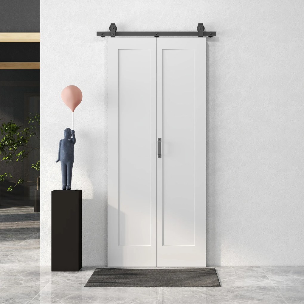 HOMCOM Ușă Pliabilă tip Carte cu Suprafață Vopsibilă 90x210 cm Alb | Aosom Romania