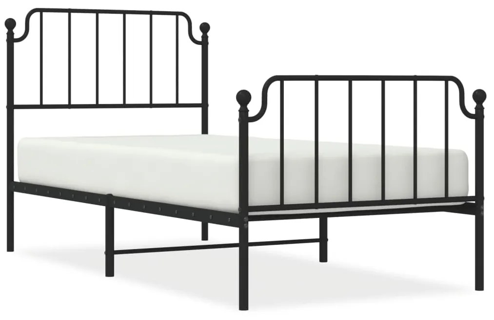 373898 vidaXL Cadru pat metalic cu tăblii de cap/picioare  negru, 90x200 cm