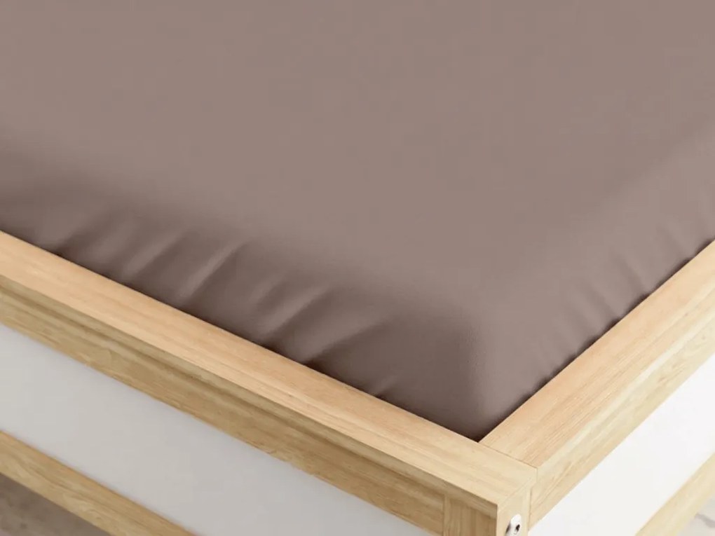 Cearsaf din microfibra cu elastic maro 90 x 200 cm