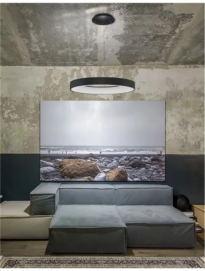 Lustra LED moderna wireless design circular Rando Smart neagra