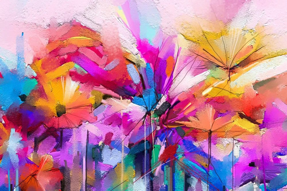 Tablou flori colorate abstracte