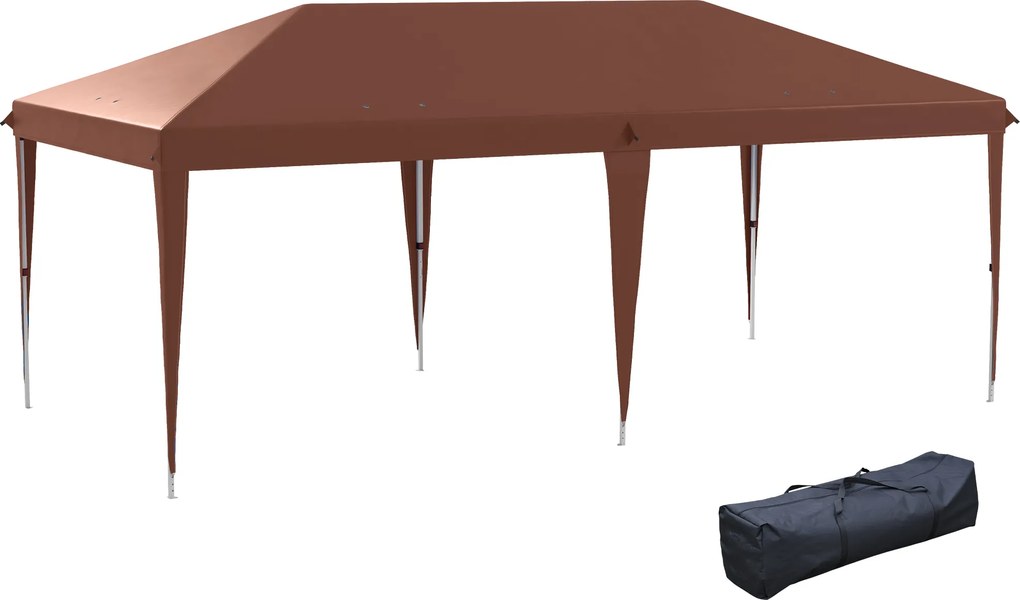 Outsunny Copertină 6 x 3 m cort de grădină pop-up pliabil sac inclus oțel epoxidic Oxford înaltă densitate maro | Aosom Romania