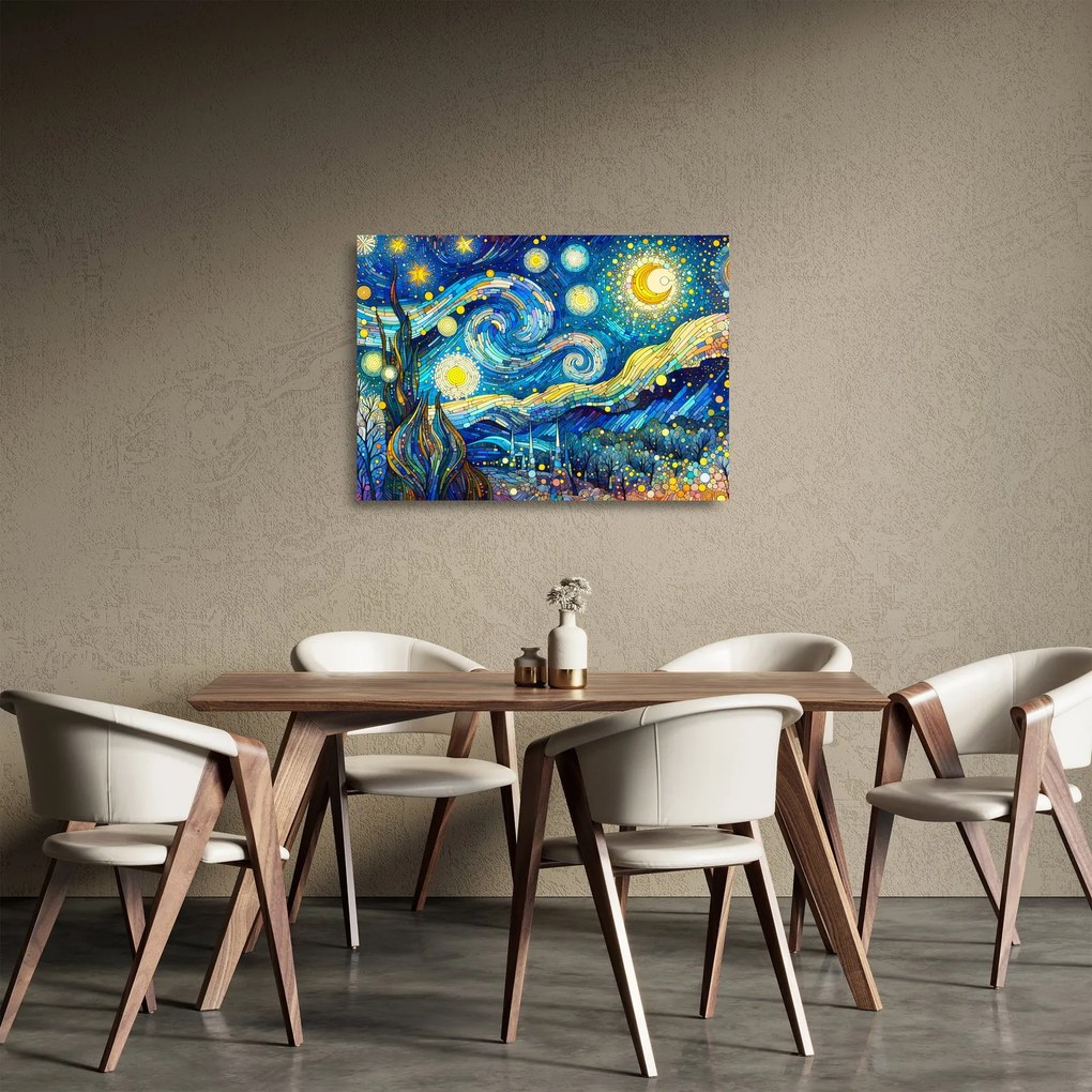 Tablou pe sticlă – Mozaic al nopții înstelate (70x50 cm)