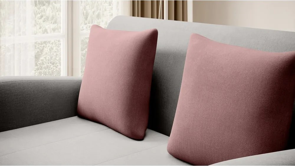 Canapea roz/gri deschis extensibilă cu tapițerie din catifea 130 cm Ario – ELTAP