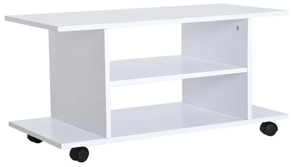 HomCom, comoda TV din lemn cu roti, 80x40x40cm, alb | Aosom Ro