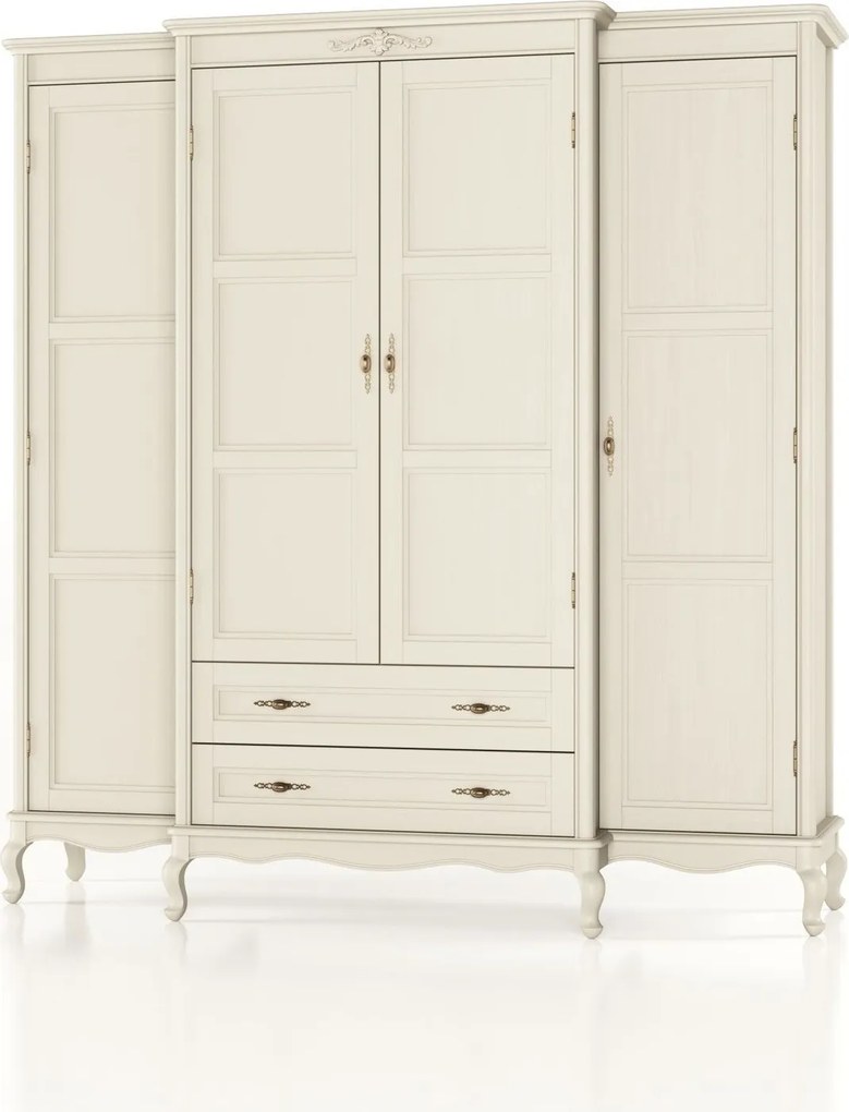 Dulap lemn masiv Seraphia, 199 × 64 × 207 cm - Vanilla