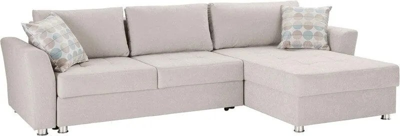 Colțar extensibil cu ladă de depozitare Leon Creme 260x182 cm