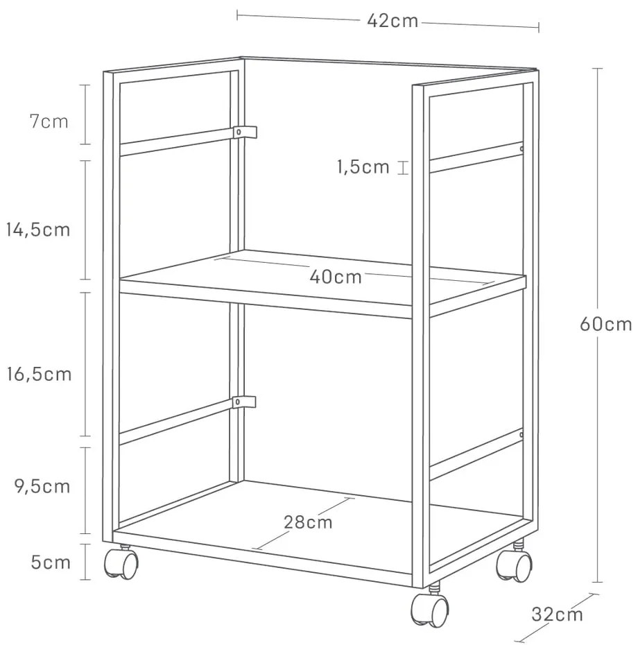 Etajeră pe roți albă din metal 42x60 cm Tower – YAMAZAKI