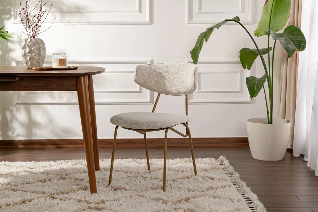 Set de scaune de sufragerie Nancy White and Gold,2 buc.