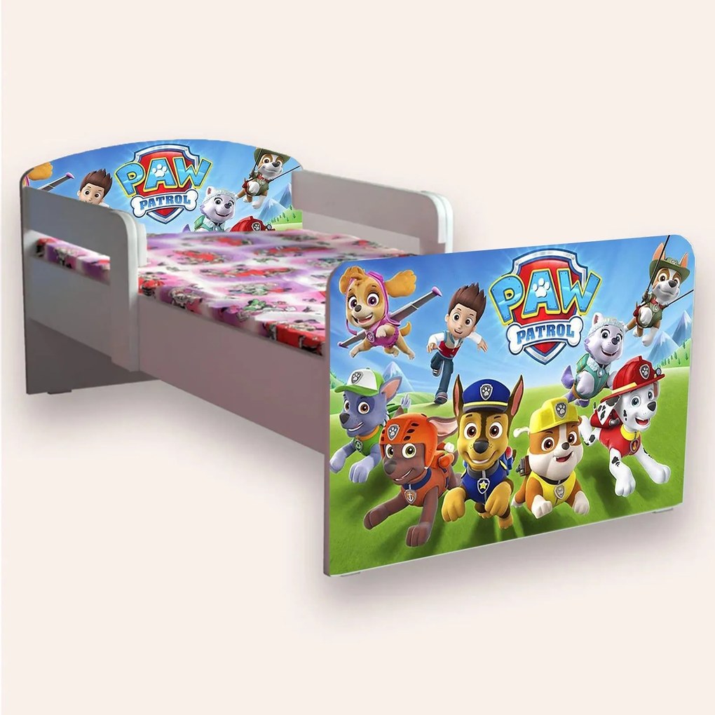 Pat copii Paw Patrol (Patrula catelusilor) varianta 2 Mic 2-6 ani Cu manere Cu   saltea