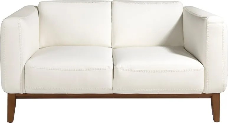 Canapea 2 locuri eleganta tapitata in piele alba, design LUX Arawan