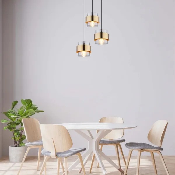 Lustră pe cablu MILEY 3xE27/60W/230V neagră/alamă Globo 15560-3H