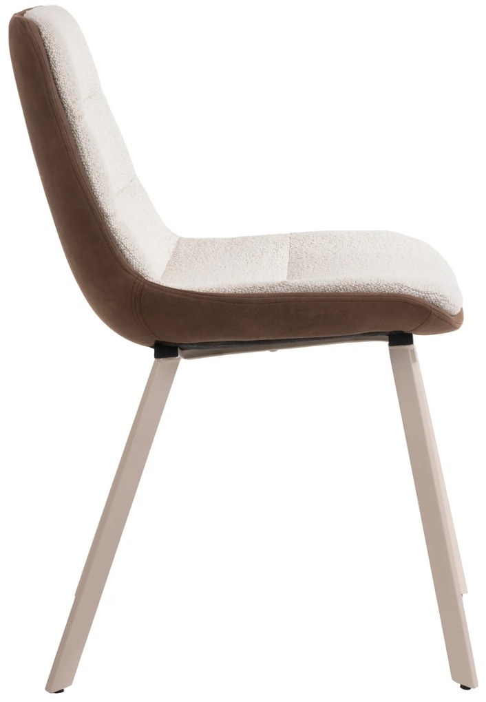 MAZZONI EXPORT IDA Crem și Maro (material Monza 90/Preston 22)/cadru bej - SCAUN TAPIȚAT BOUCLÉ MODERN PENTRU SALON/SUFRAGERIE LOFT