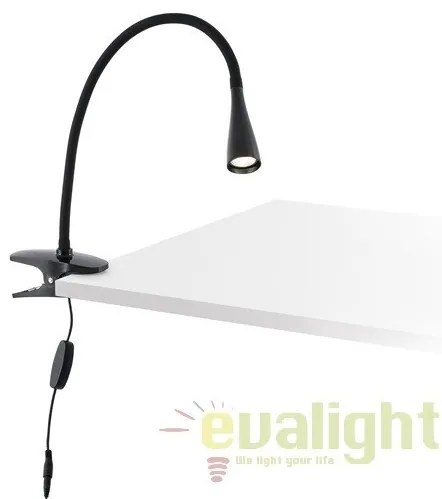 Lampa LED de birou neagra cu clip flexibila, LENA 52061