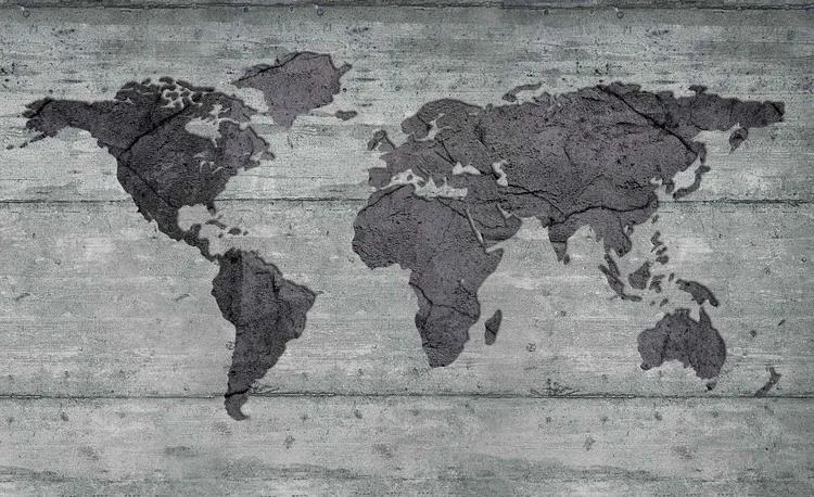 World Map Concrete Texture Fototapet, (368 x 254 cm)