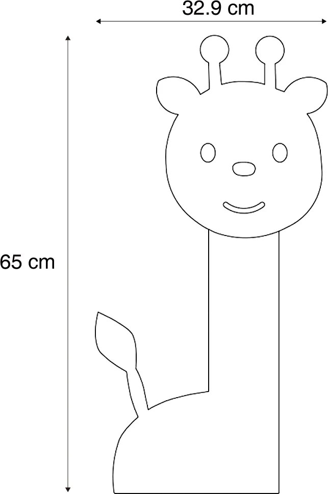 Lampă de perete pentru copii bej cu LED cu 3 trepte de intensitate luminoasă - Gigi Girafa