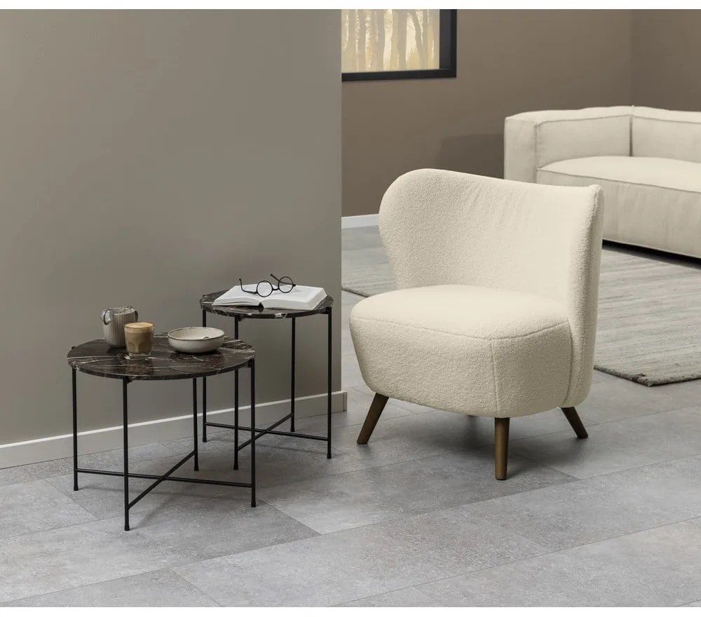 Măsuță auxiliară rotundă cu blat din marmură ø 52 cm Avila – Actona