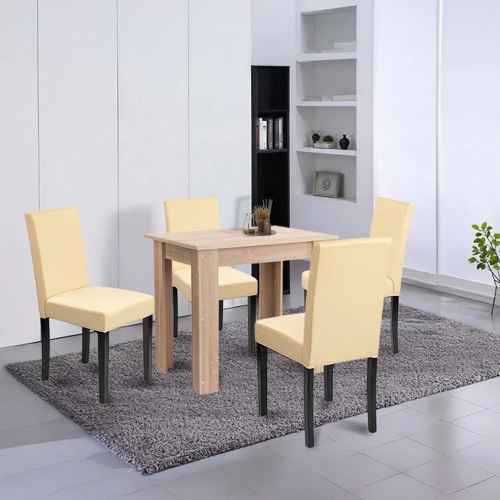 Set de masă Leon 4+1 stejar Sonoma-bej