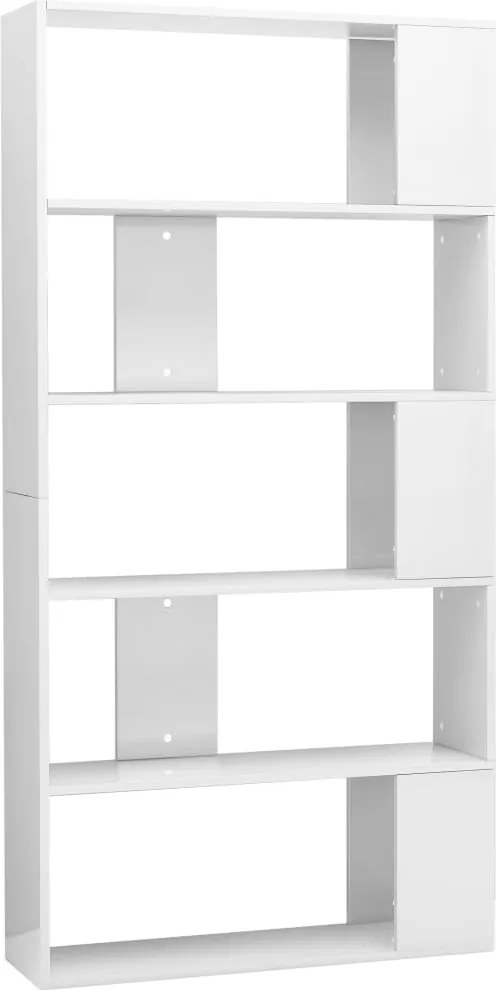 vidaXL Bibliotecă/Separator cameră, alb extralucios, 80x24x159 cm, PAL