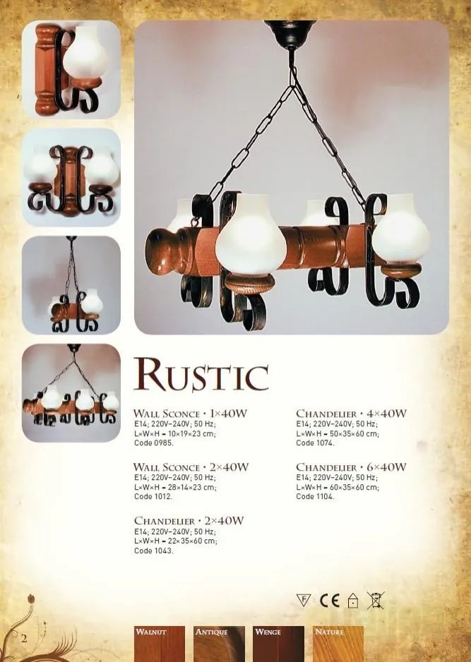 Aplica de perete rustica fabricata manual din lemn Rustic WOOD-RU-AP1