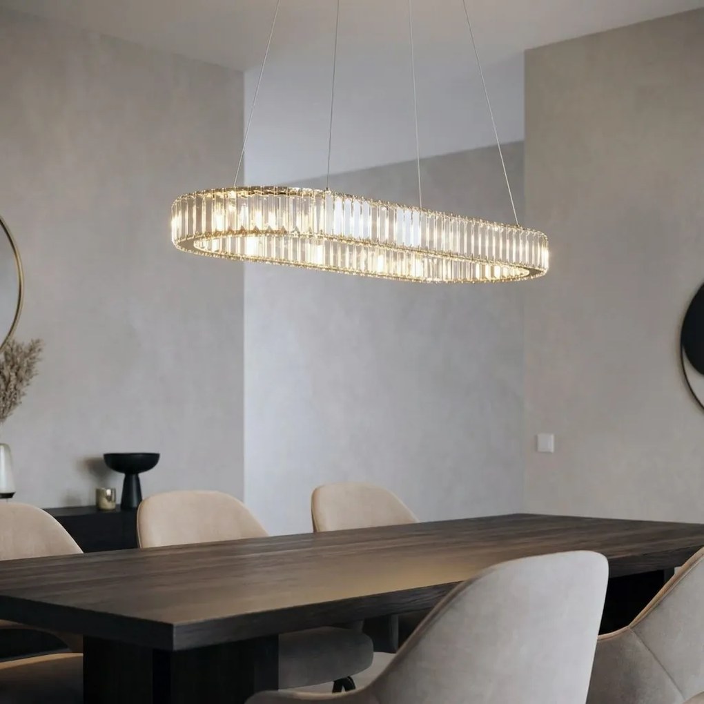 Lustra LED ovala cu telecomanda SPARK aurie 120 CCT DIMM