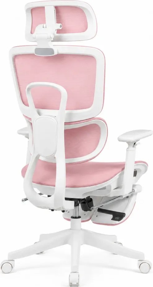 Scaun Ergonomic Premium Mesh cu Suport pentru Picioare, Reclinare 145°, Tetieră Reglabilă, Cotiere 3D, Suport Lombar Elastic și Șezut cu adâncime reglabilă, Roz