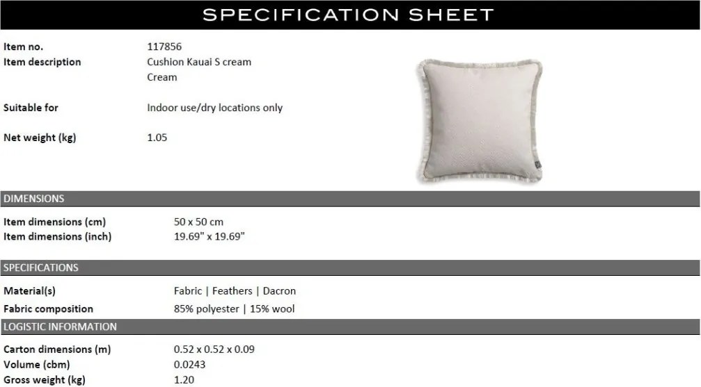 Perna design lux Kauai crem S 50x50cm