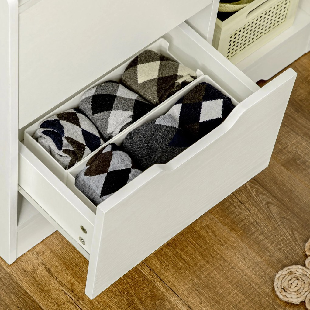 Dulap de camara HOMCOM din MDF cu 2 sertare si rafturi deschise pentru living si bucatarie | Aosom RO