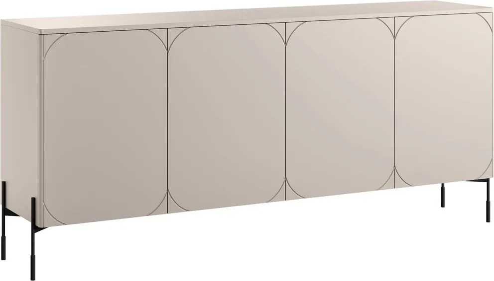 Comodă Sonatia 200 cm cu patru uși - casmir cu picioare negre