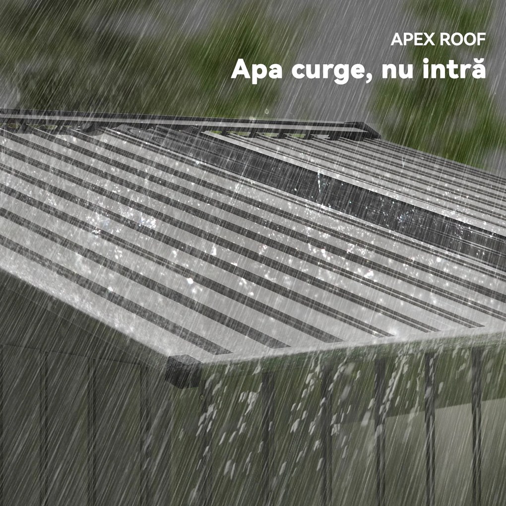 Outsunny Magazie de Grădină 4,9 m² 277x195x192 cm cu 2 Uși Culisante, Acoperiș Înclinat și 4 Grile de Ventilație, Gri Argintiu | Aosom Romania