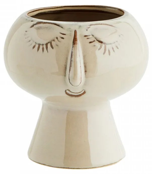 Ghiveci bej/maro din ceramica 11 cm Face Imprint Madam Stoltz
