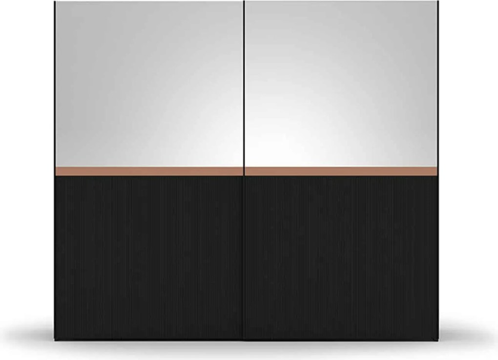 Dulap lemn masiv Calista Negru-Rose Gold, 260 × 68 × 230 cm