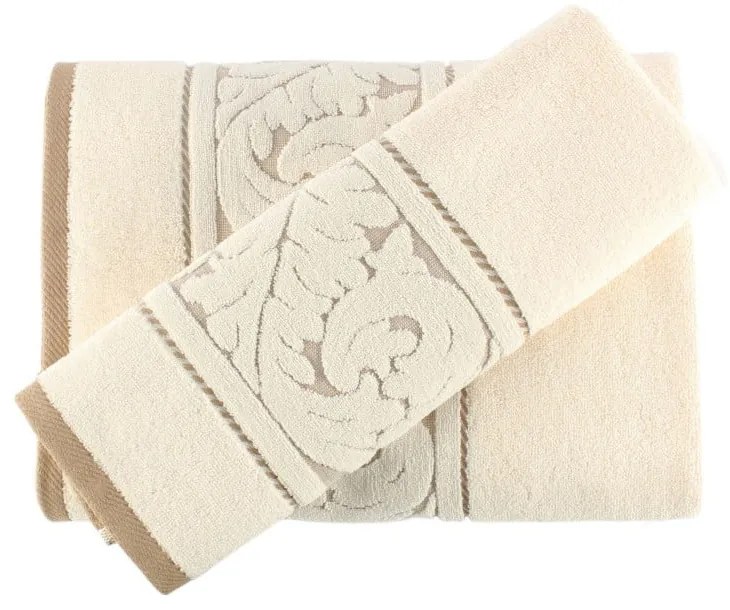 Set 2 prosoape din bumbac Foutastic, crem