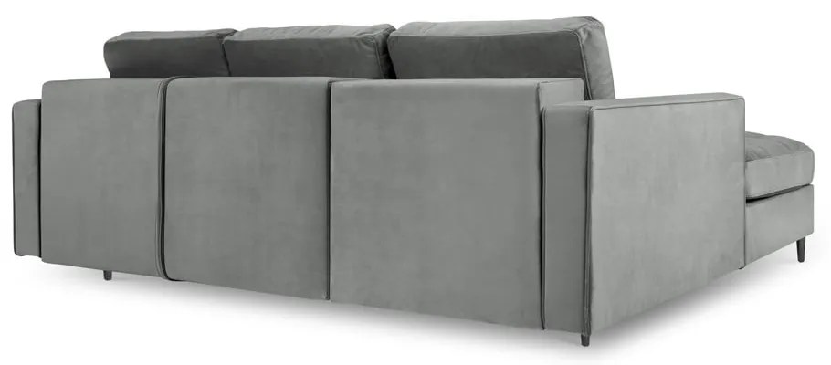 Colțar extensibil din catifea cu șezlong stânga Milo Casa Santo, gri deschis