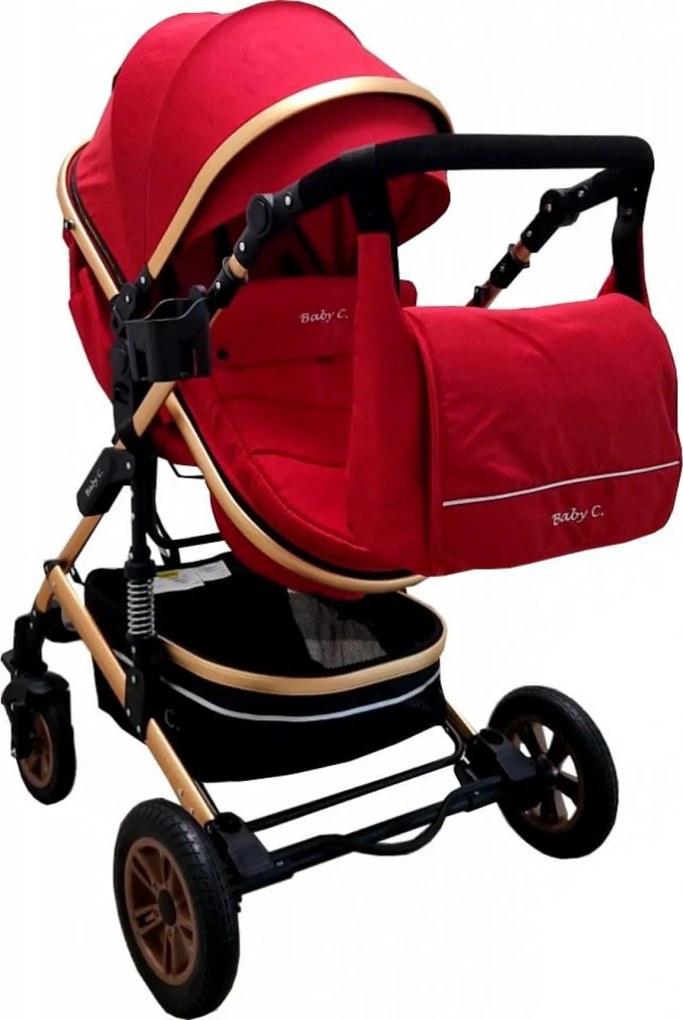 Carucior nou nascuti 2 in 1 Baby Care™ PRO 531, Cu geanta bebe, Cadru Aluminiu Gold , Amortizoare, Roti din cauciuc plin AVE, Spatar reglabil 3