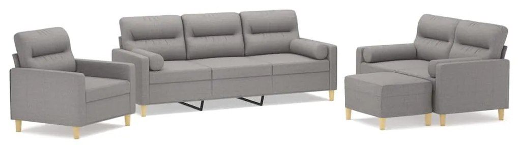 3153753 vidaXL Set canapea perne/perne decorative, 4 piese, gri deschis textil