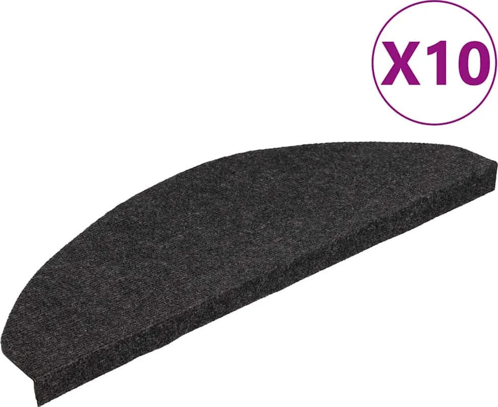 vidaXL Covorașe de scări autoadezive, 10 buc., negru, 65x22,5x3,5 cm