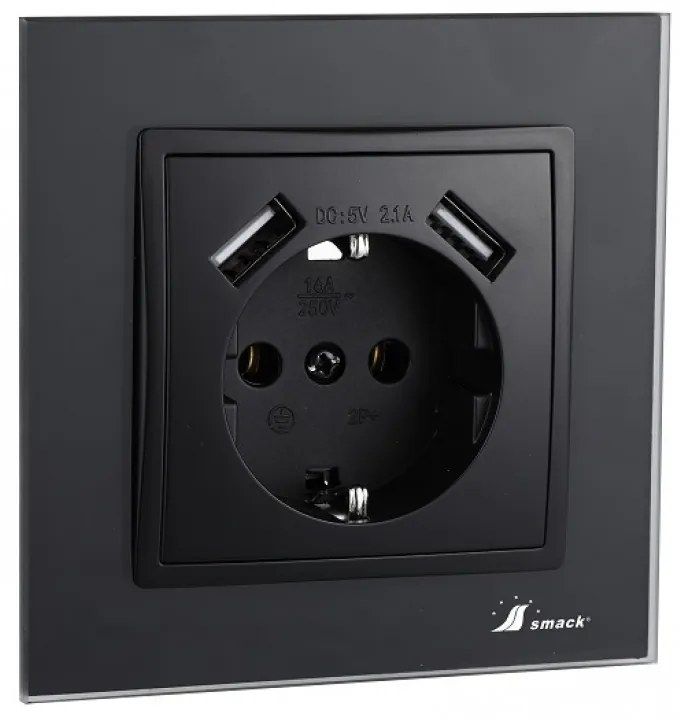 Priza Rama sticla Elit'S,2 X slot usb ,protectie ip20,SF8910FKB