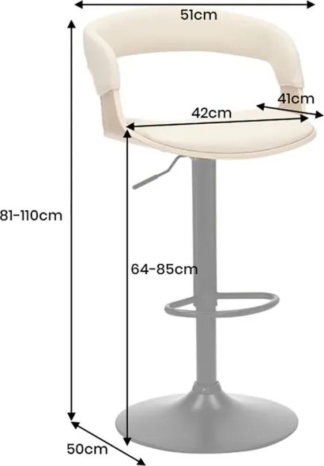 Scaun de bar pivotant Manhattan stejar/ bej crem