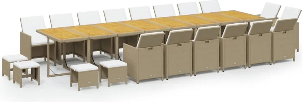 vidaXL Set mobilier de grădină cu perne, 21 piese, bej, poliratan