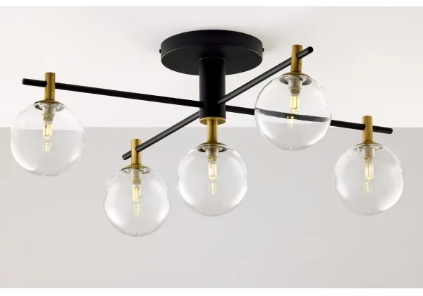 Lustră aplicată Jupiter 2035 FIGARO 5xG9/10W/230V negru/auriu/bej/transparent