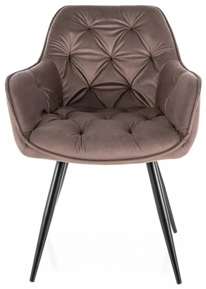 Scaun de bucătărie Cherry Velvet, cappuccino / negru