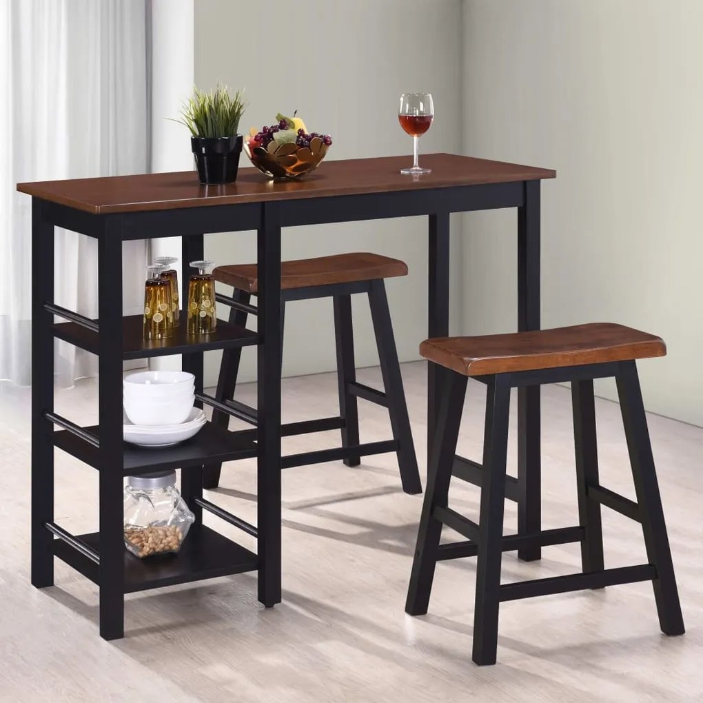 245363 vidaXL Set mobilier de bar, 3 piese, MDF, negru