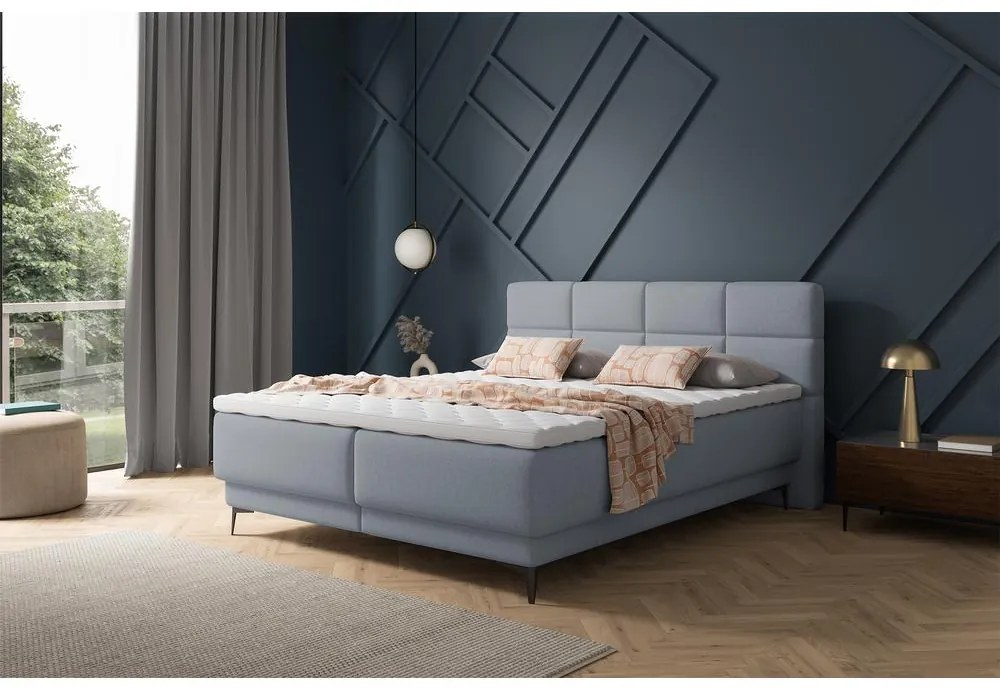 Pat matrimonial 140 cm Riviera 140 (cu somieră și saltea) (cu sp. depozitare) (grafit + negru). 1099648