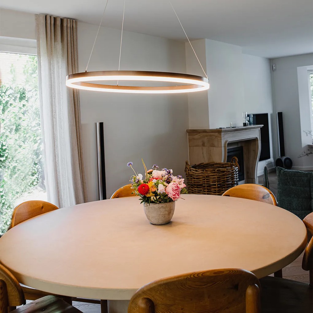 Lampă suspendată din bronz închis 80 cm cu LED cu dimmer pe 3 trepte - Anello